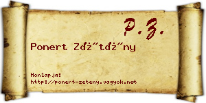 Ponert Zétény névjegykártya